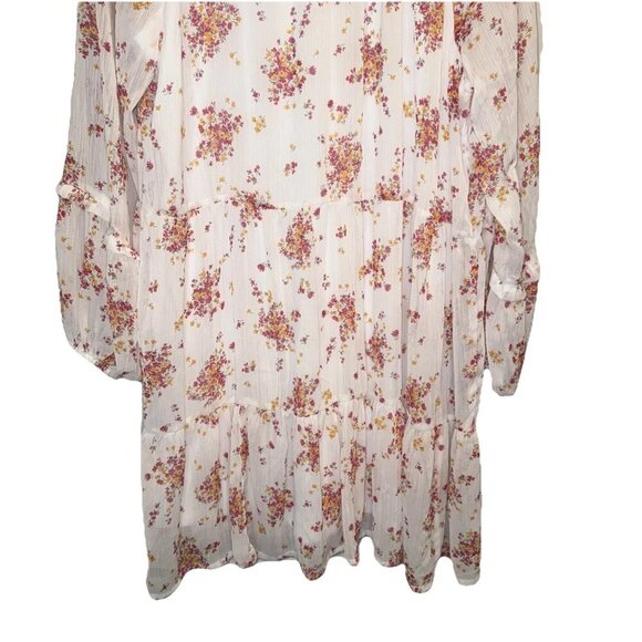 Vince Camuto Women’s White Pink Floral Tiered Long Sleeve Lined Mini Dress Sz XL - Picture 6 of 10